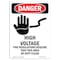 Signmission Safety Sign, OSHA Danger, 24" Height, High Voltage Fire Regulations, Portrait OS-DS-D-1824-V-1343 - alternate 1